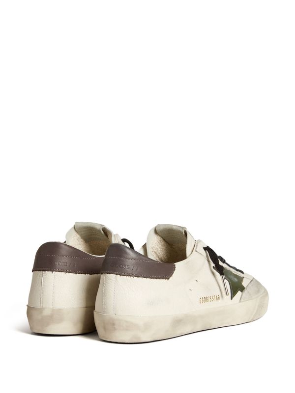 Golden Goose Super-Star in nappa with green leather star and gray leather heel tab