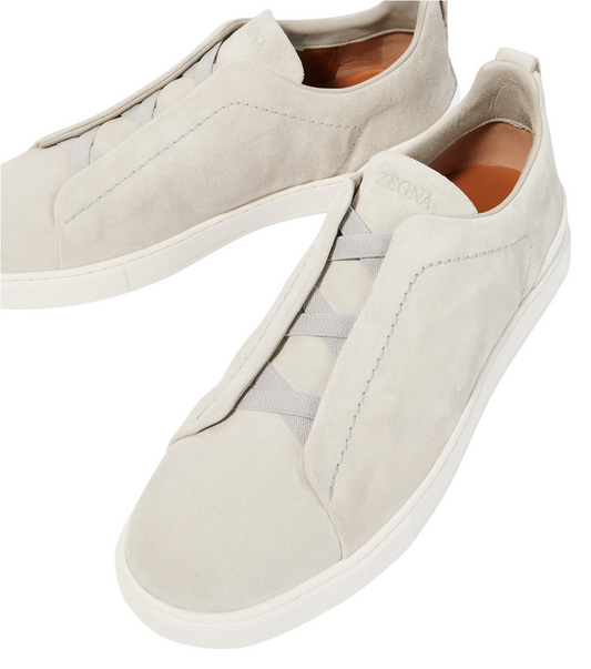 ZEGNA Triple Stitch Suede Sneaker in off white