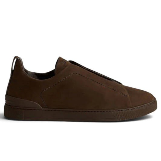Zegna Dark Brown Triple Stitch SECONDSKIN Sneakers