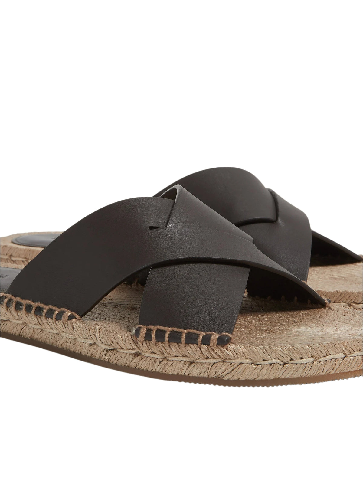 Zegna Dark Brown Leather Espadrille Sandals