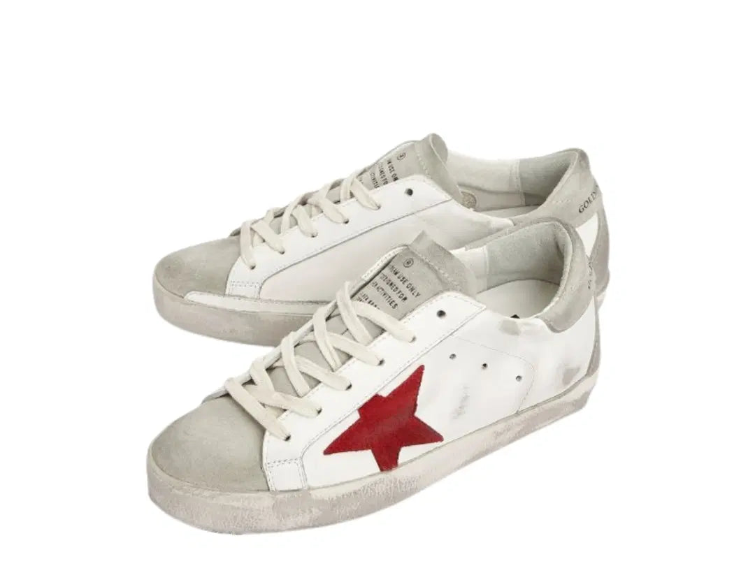 Golden Goose Superstar White Red Ice Gray Heel Tab
