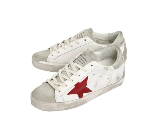 Golden Goose Superstar White Red Ice Gray Heel Tab