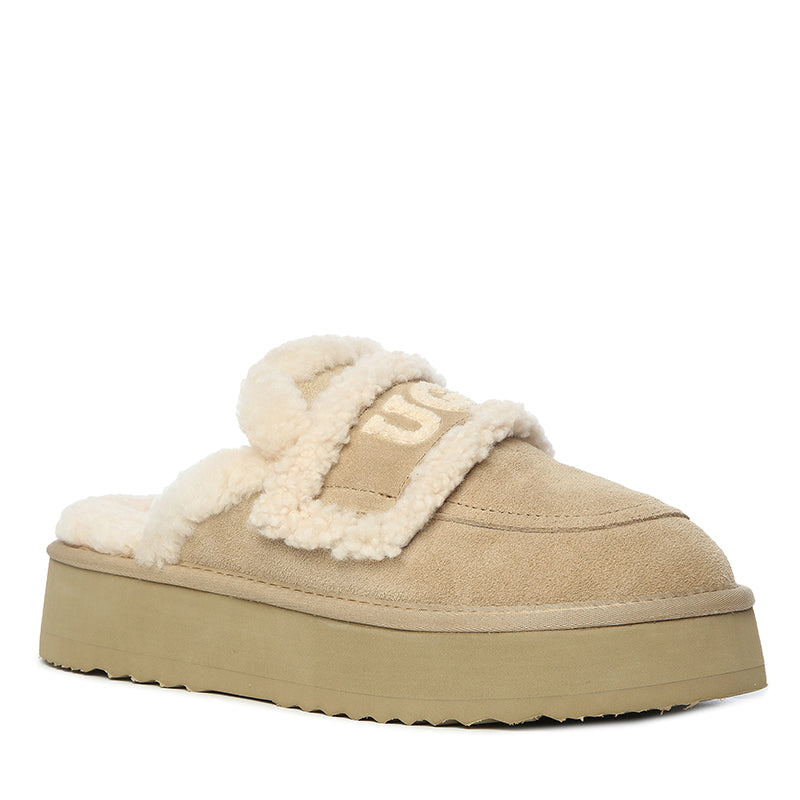 Ugg Trisha Fluffy Platform Slippers variant Sand