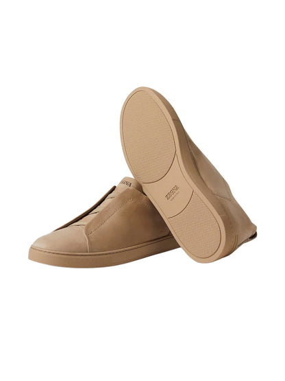 Zegna Beige Triple Stitch SECONDSKIN Sneakers