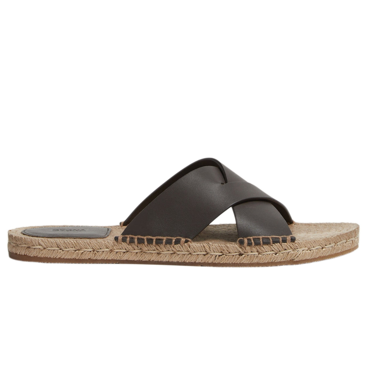 Zegna Dark Brown Leather Espadrille Sandals