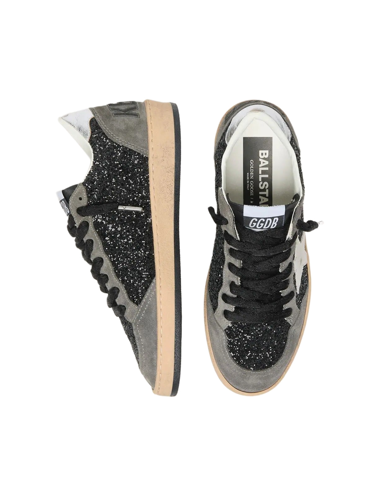 Golden Goose Ball Star Grey Black Gillter with White star Sneakers