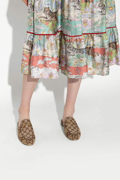 Gucci Princetown Jumbo GG Slipper Mule in a beige and brown