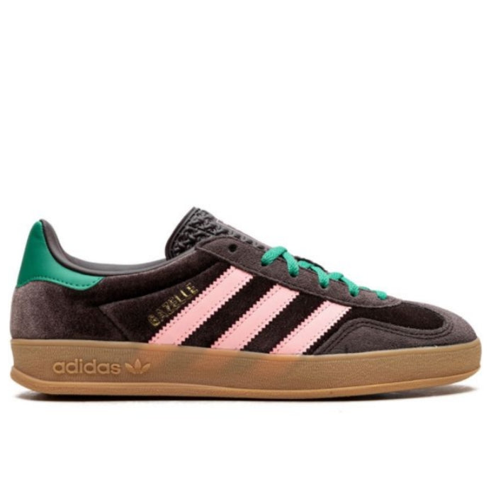 Adidas Gazelle Indoor in the Dark Brown Glow Pink Court Green