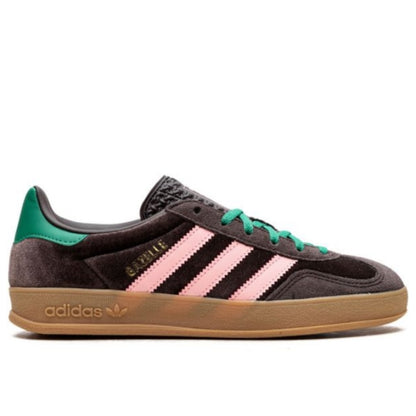 Adidas Gazelle Indoor in the Dark Brown Glow Pink Court Green