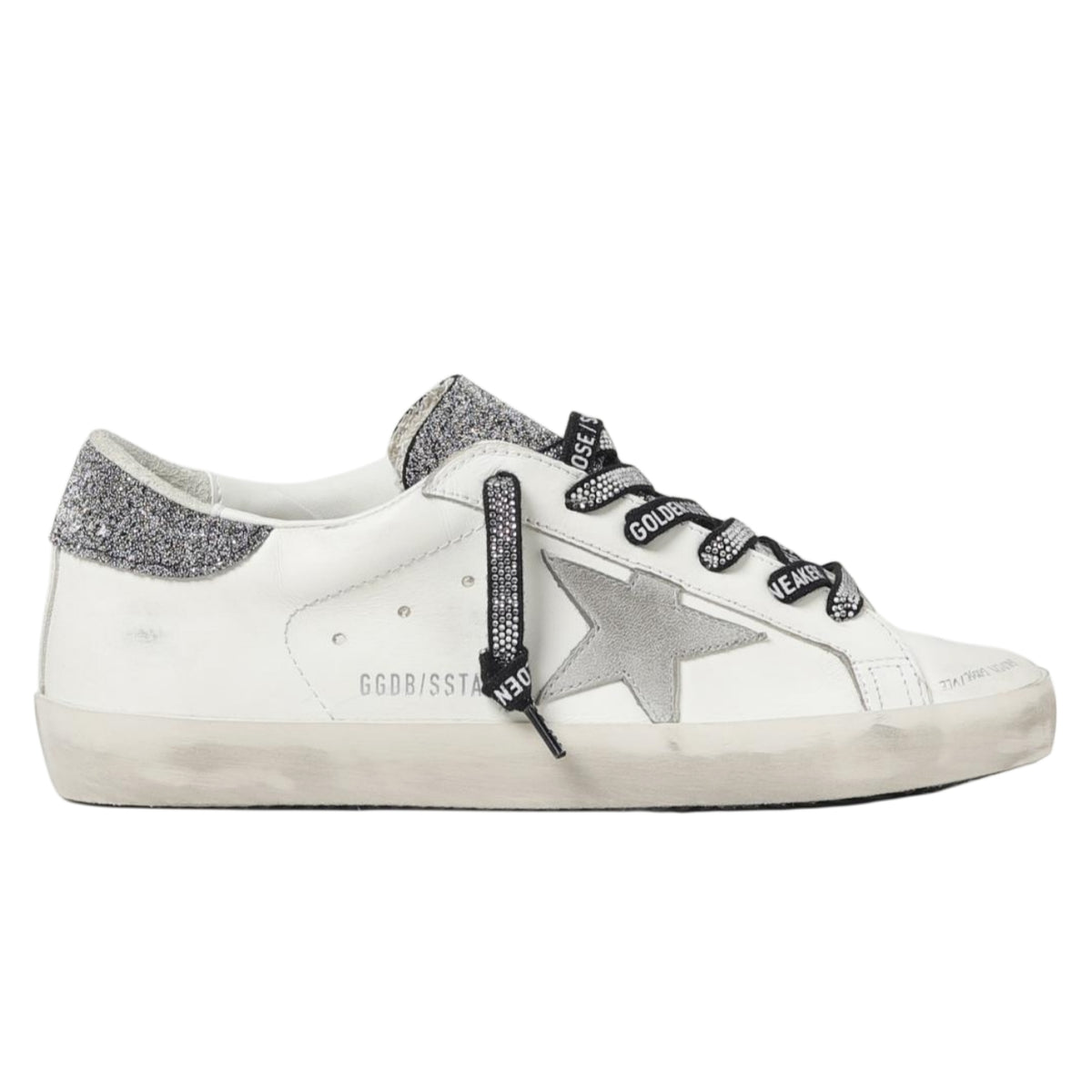 Golden Goose Superstar x Swarovski White gray crystal embellishe d star and glitter