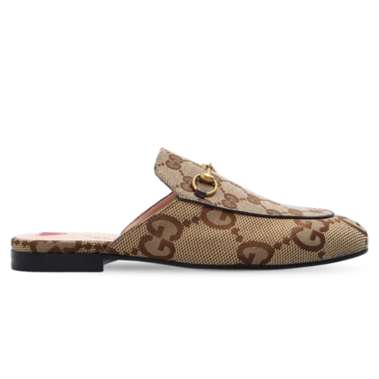 Gucci Princetown Jumbo GG Slipper Mule in a beige and brown