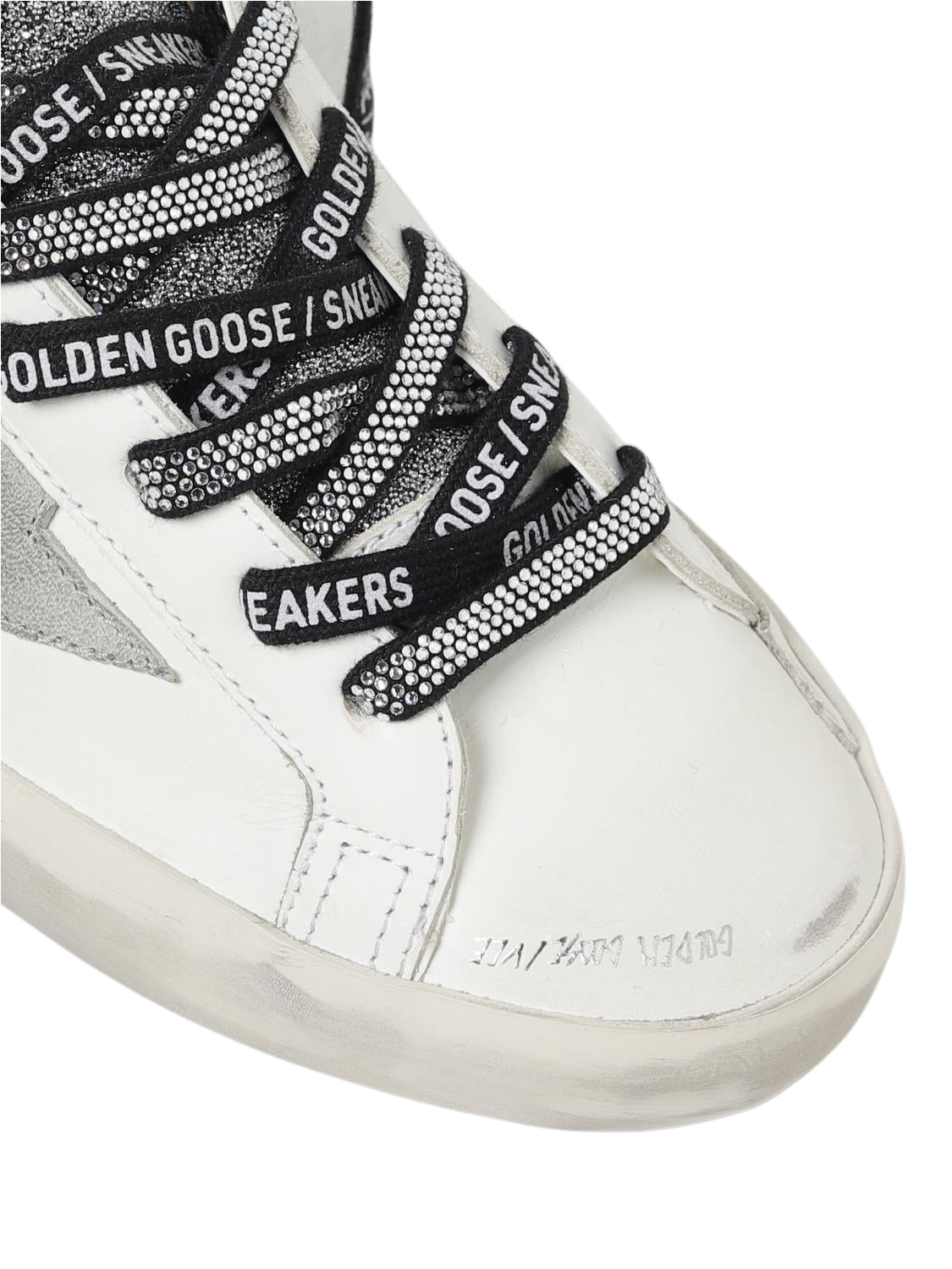 Golden Goose Superstar x Swarovski White gray crystal embellishe d star and glitter