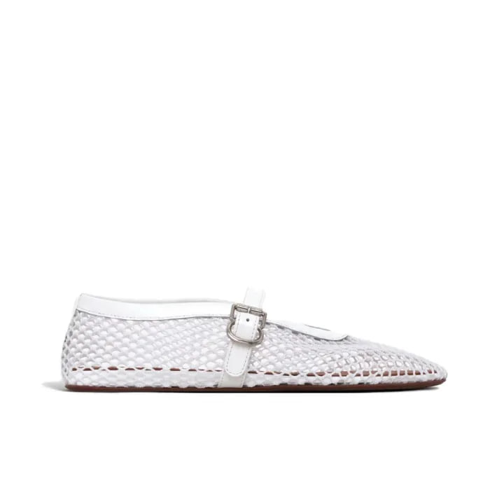 Alaia Fishnet Ballet Flats Optic White