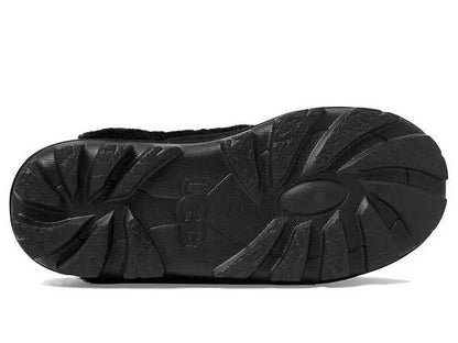UGG Coquette Slipper black featuring a sheepskin collar and a durable rubber