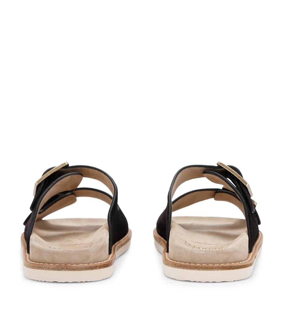 BRUNELLO CUCINELLI Suede Double Strap Sandals Black