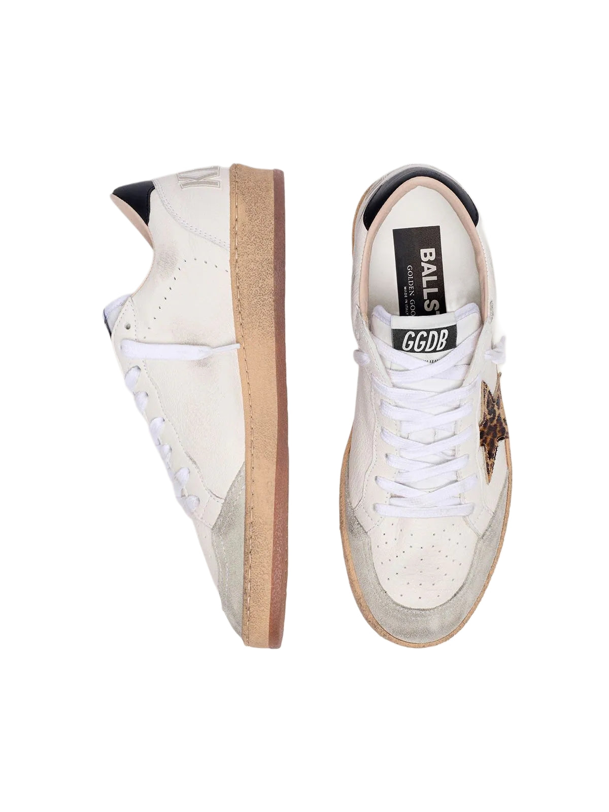 Golden Goose Ball Star with leopard print pony skin star and black heel tab