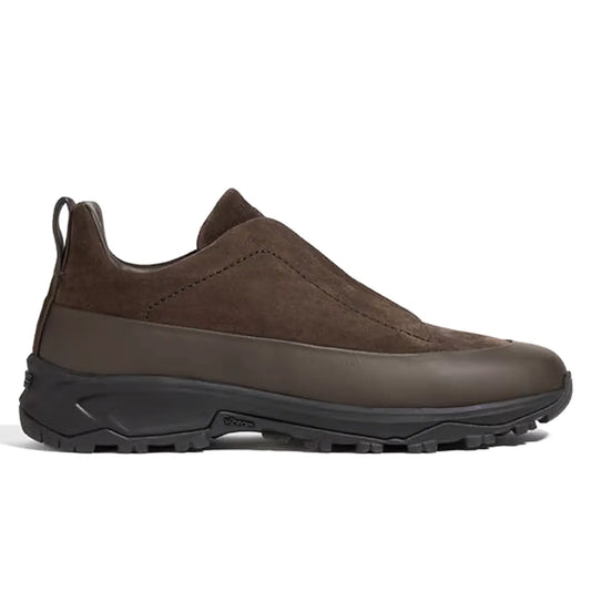 Zegna Brown Suede and Leather Triple Stitch Monte