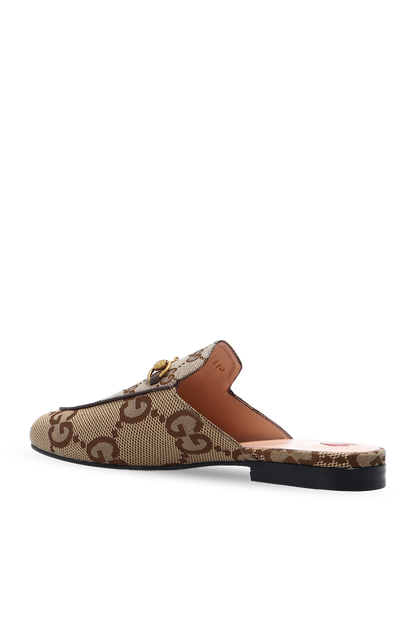 Gucci Princetown Jumbo GG Slipper Mule in a beige and brown