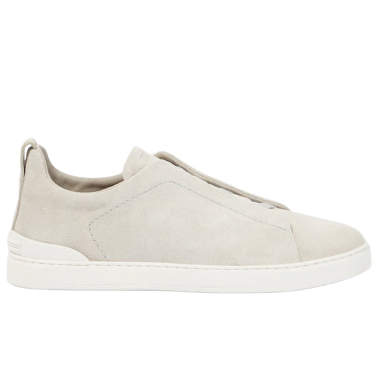 ZEGNA Triple Stitch Suede Sneaker in off white