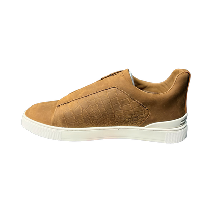 ZEGNA Crocodile Leather Triple Stitch Secondskin Light brown