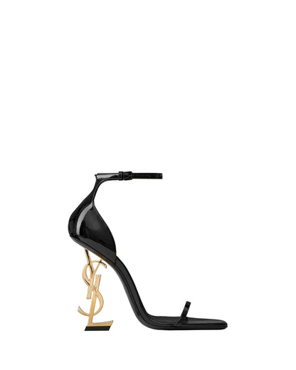 Saint Laurent OPYUM Sandals in Patent Leather Black