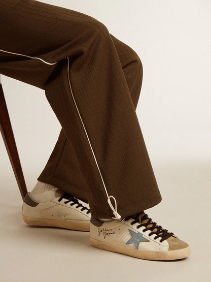 Golden Goose Super Star in nappa leather with light blue suede star and gray leather heel tab