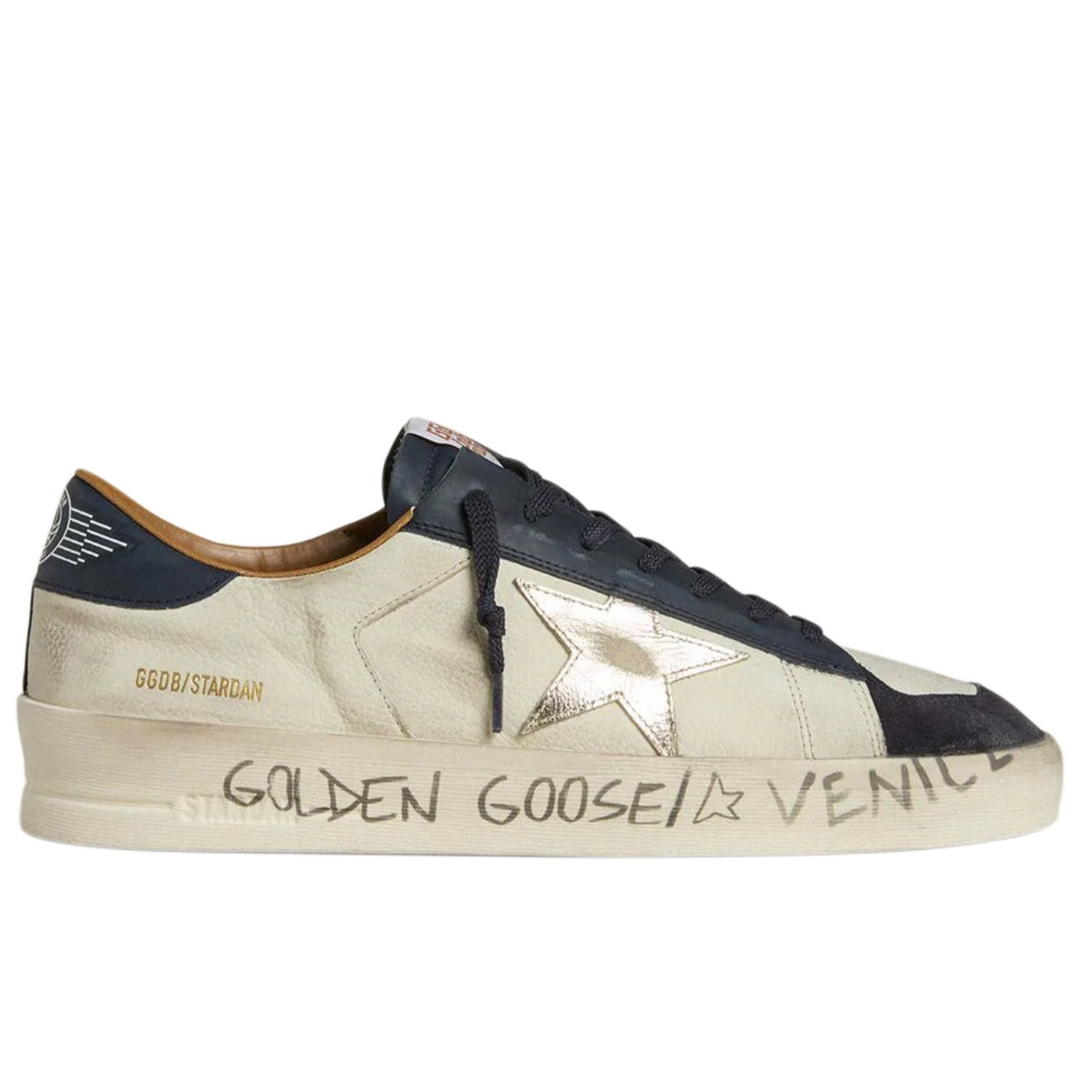 Golden Goose Stardan in nubuck with metallic leather star and blue nappa heel tab