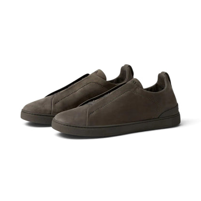 Zegna Dark Taupe Triple Stitch SECONDSKIN Sneakers