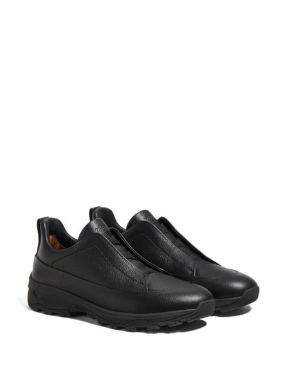 ZEGNA Black Leather Triple Stitch Monte Sneakers