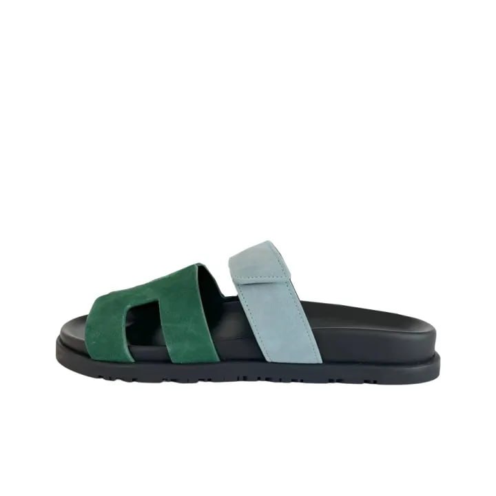 Hermès Chypre Sandals In Suede in Green
