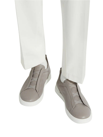 Zegna Light Grey Triple Stitch SECONDSKIN Sneakers