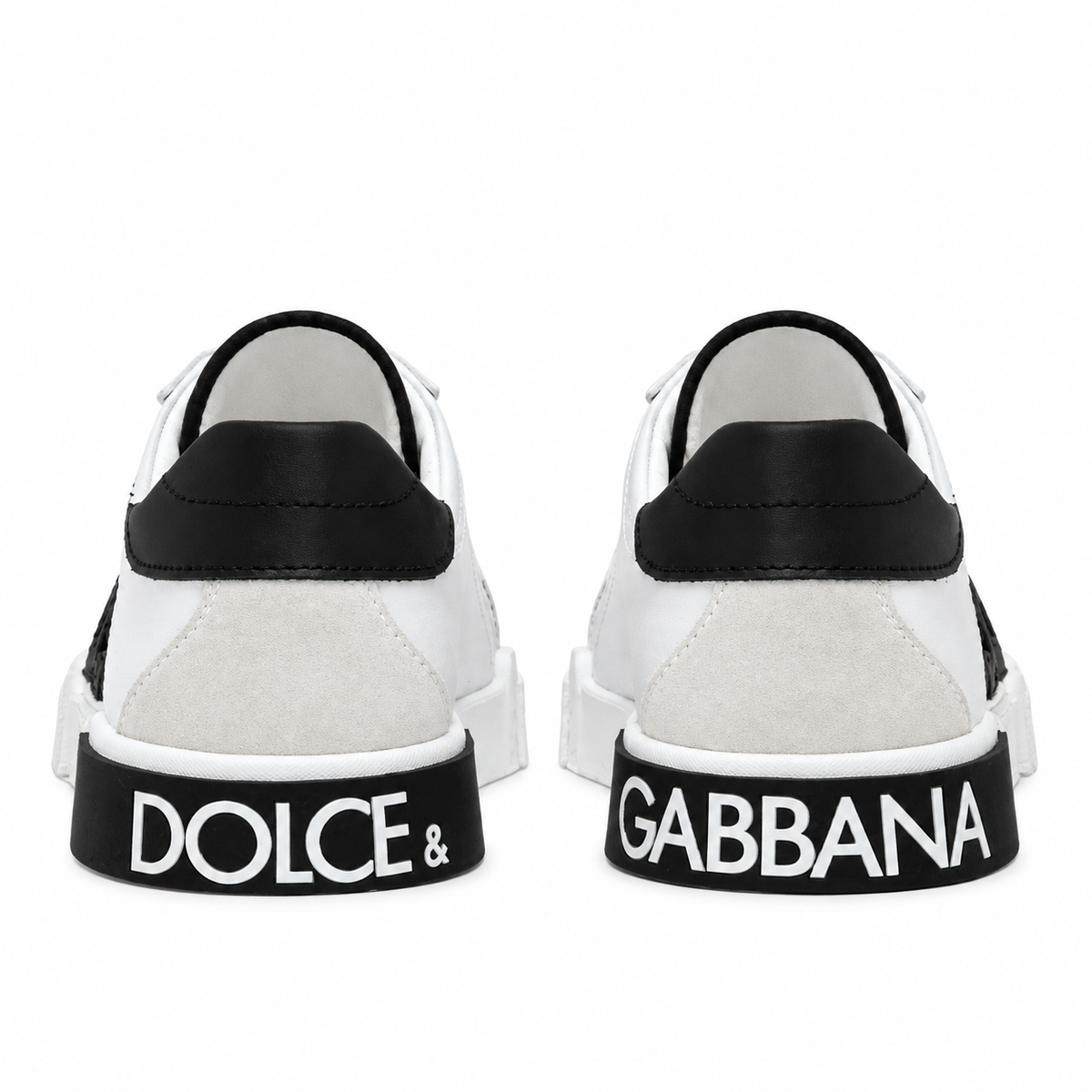 Dolce & Gabbana Portofino Leather Sneakers white and black