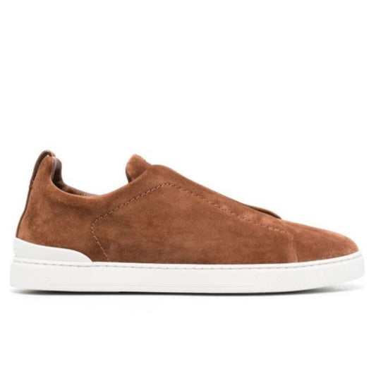 Zegna Suede Triple Stitch camel brown