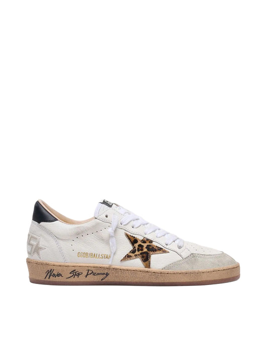 Golden Goose Ball Star with leopard print pony skin star and black heel tab_Unique Store