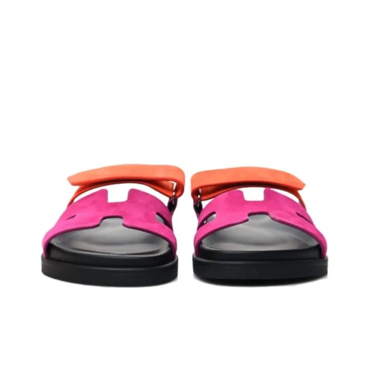 Hermès Chypre pink and orange suede goatskin design