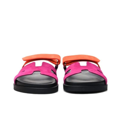 Hermès Chypre pink and orange suede goatskin design