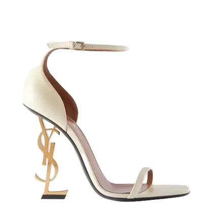 Saint Laurent Opyum cream leather ankle strap