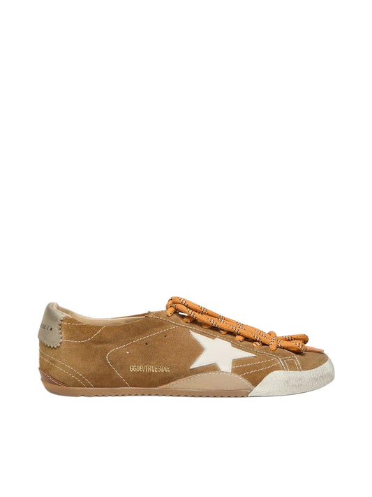 Golden Goose True-Star in tobacco suede with white star and platinum heel tab sneakers_Unique Store