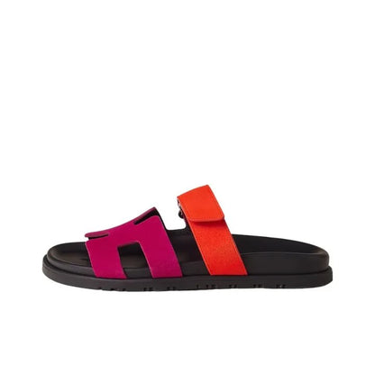 Hermès Chypre pink and orange suede goatskin design