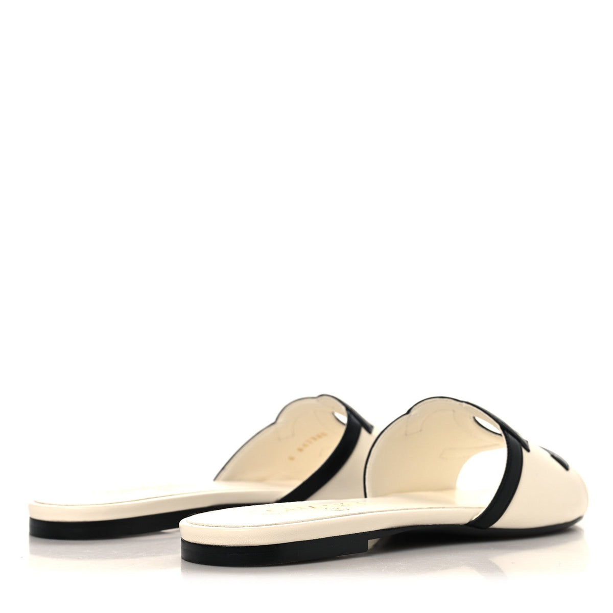 Chanel Lambskin CC Cutout Sandal Mules Ivory Black