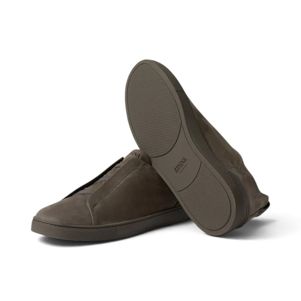 Zegna Dark Taupe Triple Stitch SECONDSKIN Sneakers