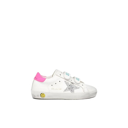Golden Goose Old School Sneakers with Glittery Star in Leather Kids Sneakers