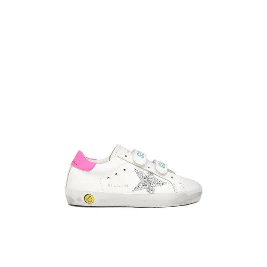 Golden Goose Old School Sneakers with Glittery Star in Leather Kids Sneakers