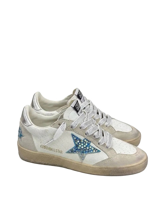 Golden Goose Ball Star blue crystal embellished star on the side