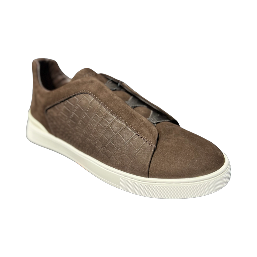 ZEGNA Crocodile Leather Triple Stitch Secondskin Brown