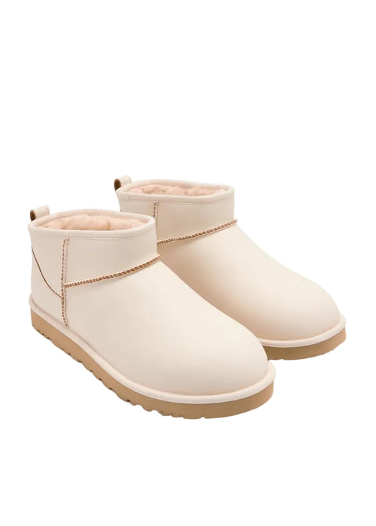 UGG Classic Ultra Mini Leather Boots Beige