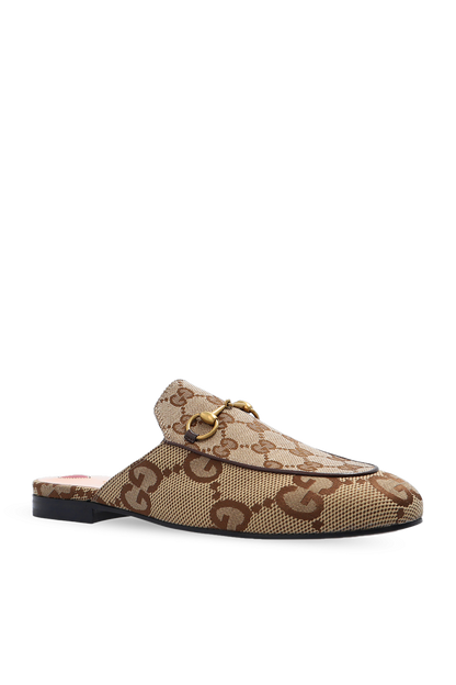Gucci Princetown Jumbo GG Slipper Mule in a beige and brown