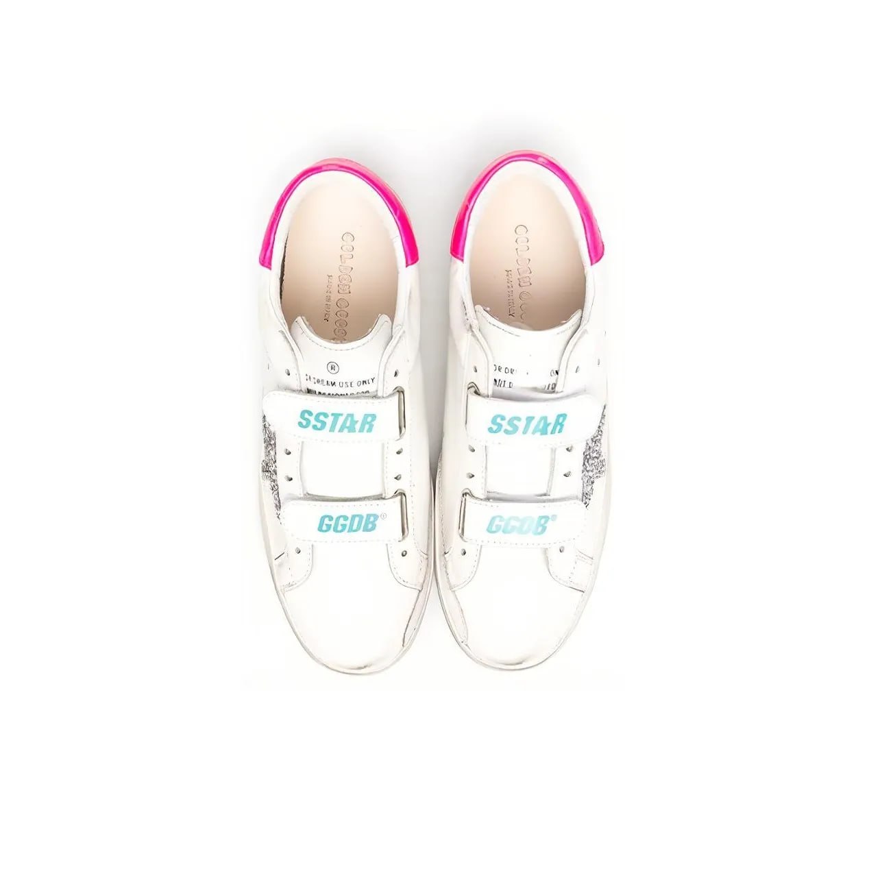 Golden Goose Old School Sneakers with Glittery Star in Leather Kids Sneakers