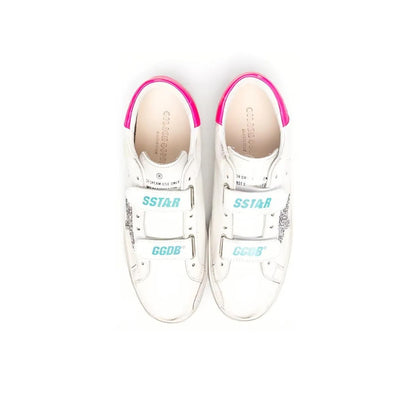 Golden Goose Old School Sneakers with Glittery Star in Leather Kids Sneakers