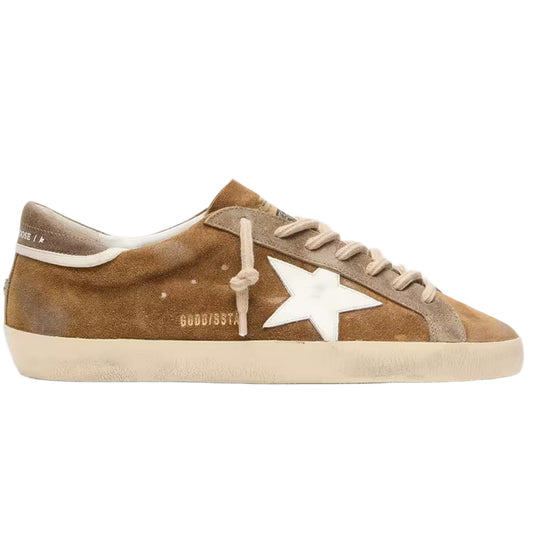 Golden Goose Super-Star in tobacco brown suede with white leather star